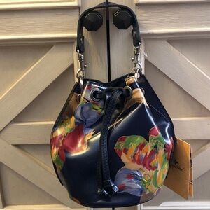 NWT PATRICIA NASH VOLANIA FLORAL CROSSBODY BACKET BAG PURSE